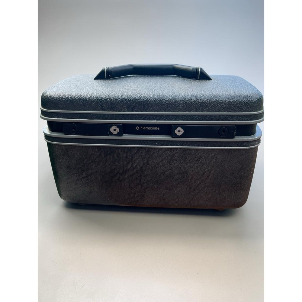 Vintage Samsonite Series 3600 Charcoal Gray Vanity Train Case w Mirror & Keys - Picture 3 of 15
